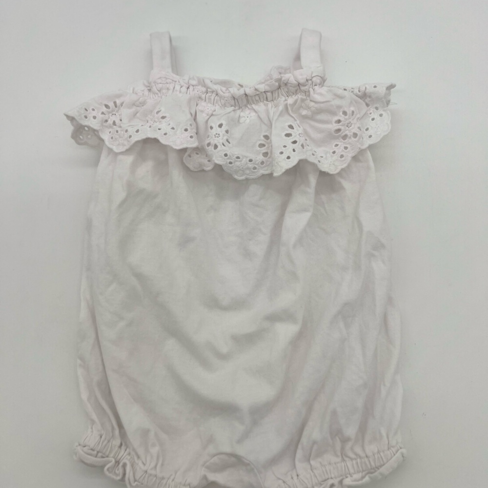 Baby Girls Ralph Lauren White Flower Embroidered 6 Months 100% Cotton Romper